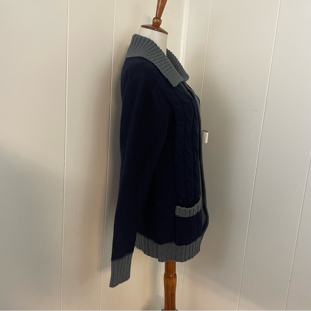 Vintage 100% Wool Cardigan Women’s M Long Sleeve Button Down Cable Knit - Picture 4 of 8